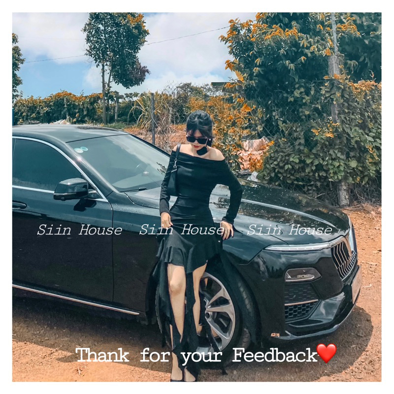 Siin House Đầm Body Tay Dài Trễ Vai Tua Rua - Amee Dress