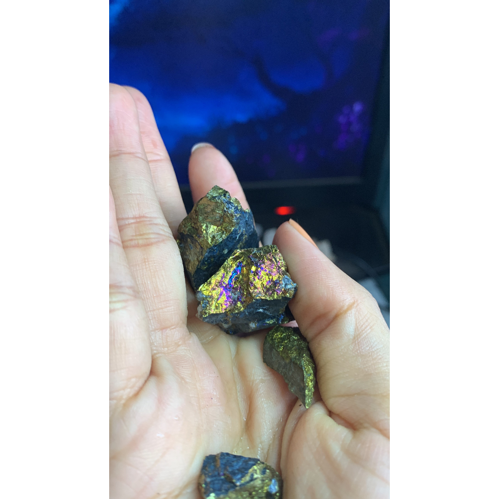 Viên đá stone Natural 1k Natural  gieo duyên vàng ngũ sắc lấp lánh Pyrite Magic vũ trụ bán gieo duyên