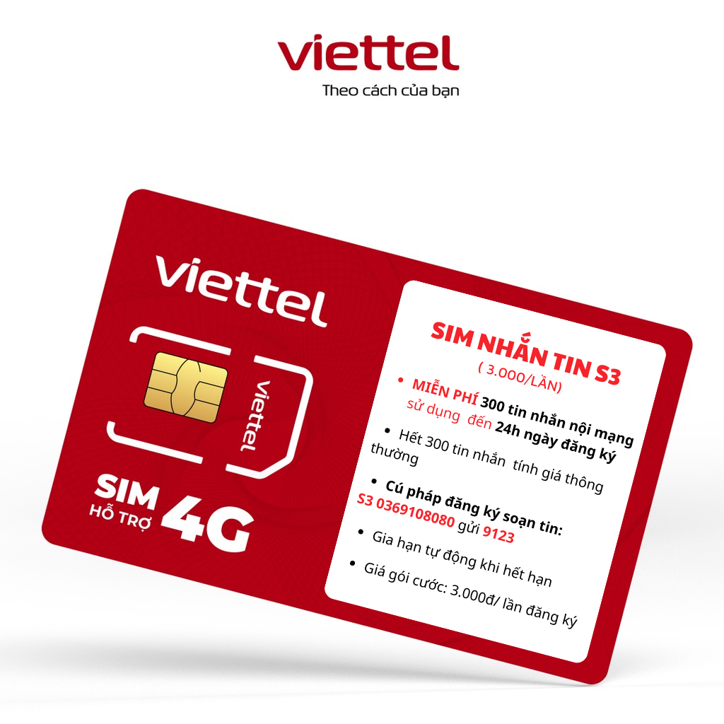 Sim 4G Viettel Chuyên Dùng Nhắn Tin SMS Chỉ Từ 3000Đ/Lần Đăng Ký
