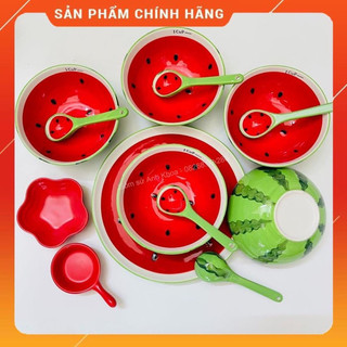Sale - bát đĩa gốm sứ decor, bát ăn cơm, bát ăn chè, chén dĩa dễ thương bộ bát đĩa sét bát đĩa dưa hấu 13 món