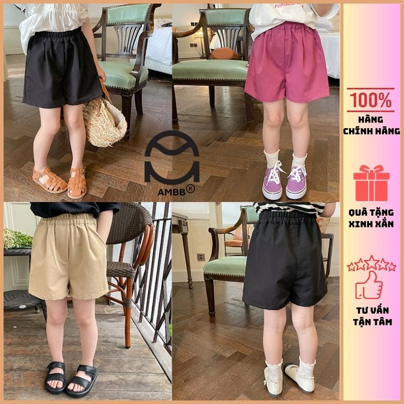 Quần short ngắn cho bé gái Ambb.kids, quần đùi vải thô mềm cao cấp, thoáng mát, thiết kế dáng thể thao khoẻ khoắn.