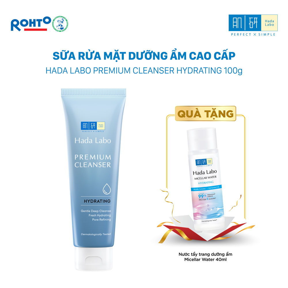 Sữa rửa mặt dưỡng ẩm cao cấp Hada Labo Premium Cleanser Hydrating 100g