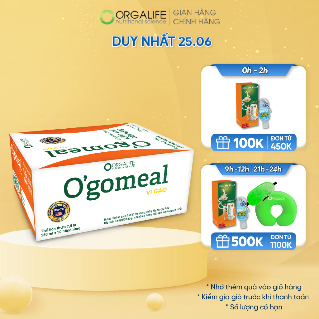 Thùng 30 hộp Ogomeal Vị Gạo kiểm soát cân nặng 250ml/hộp - Bữa ăn thay thế lành mạnh, hỗ trợ giảm cân an toàn, hiệu quả