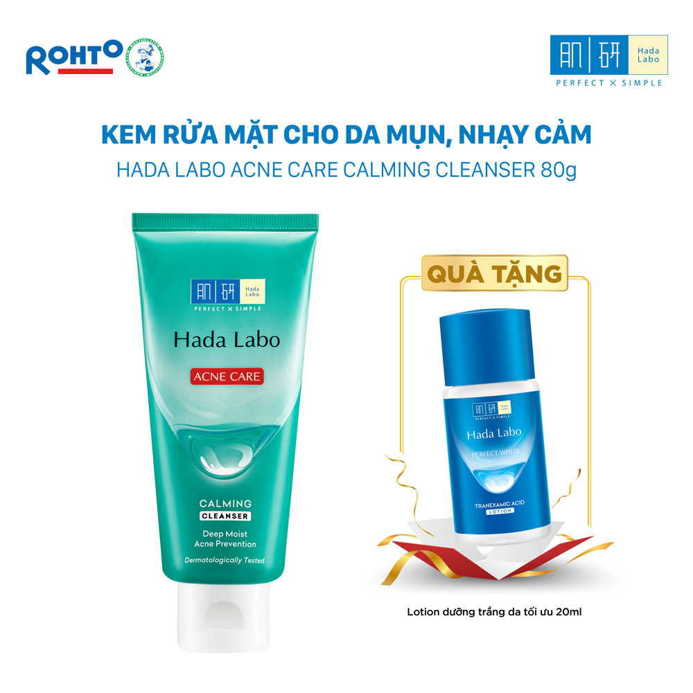 Kem rửa mặt cho da mụn, nhạy cảm Hada Labo Acne Care Calming Cleanser 80g