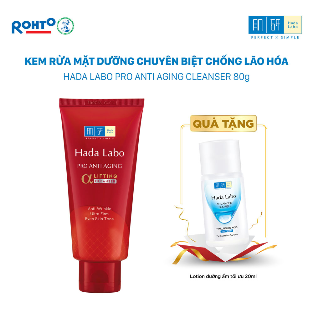 Kem rửa mặt dưỡng chuyên biệt chống lão hóa Hada Labo Pro Anti Aging Cleanser 80g