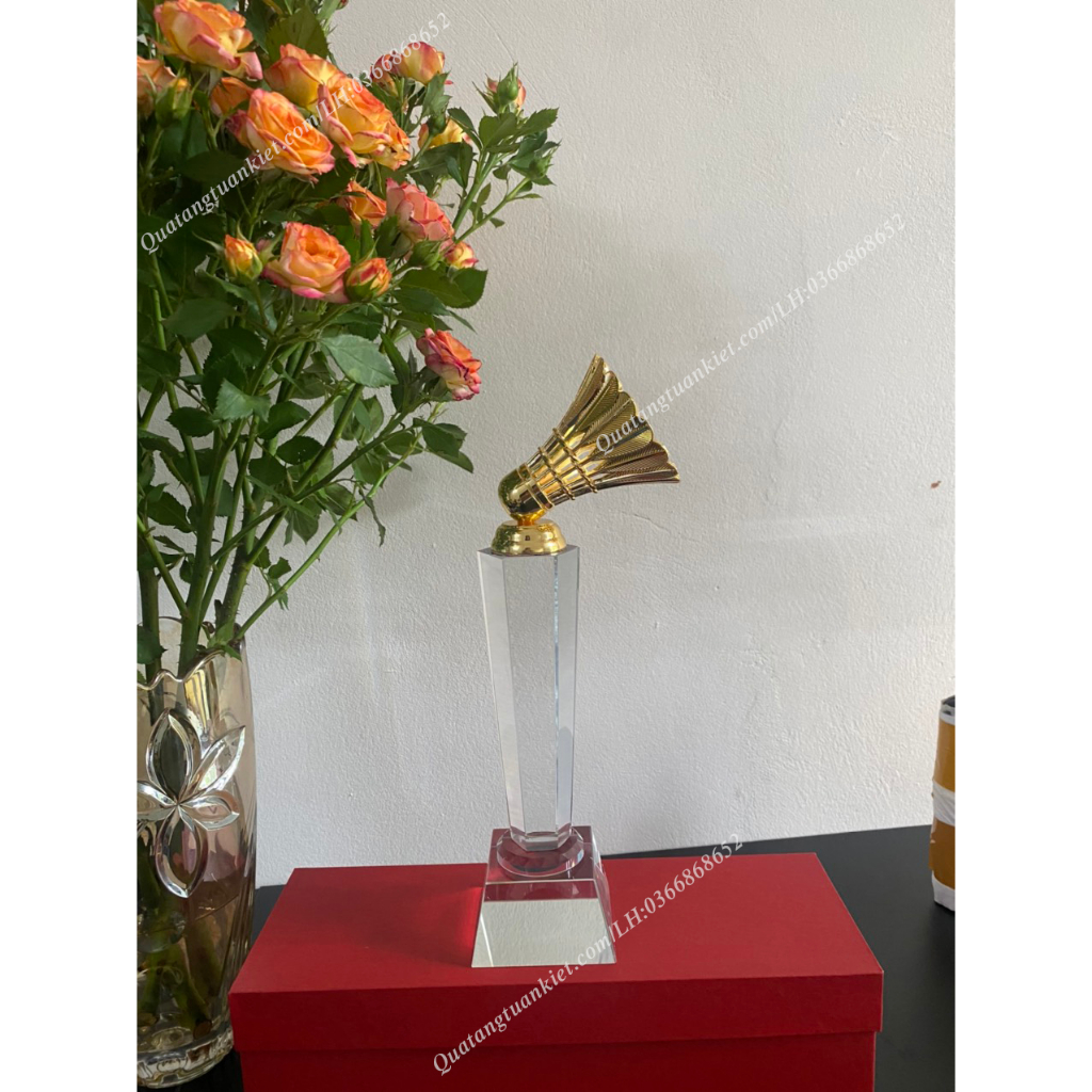 Cúp Pha Lê Môn Cầu Lông Mạ Vàng