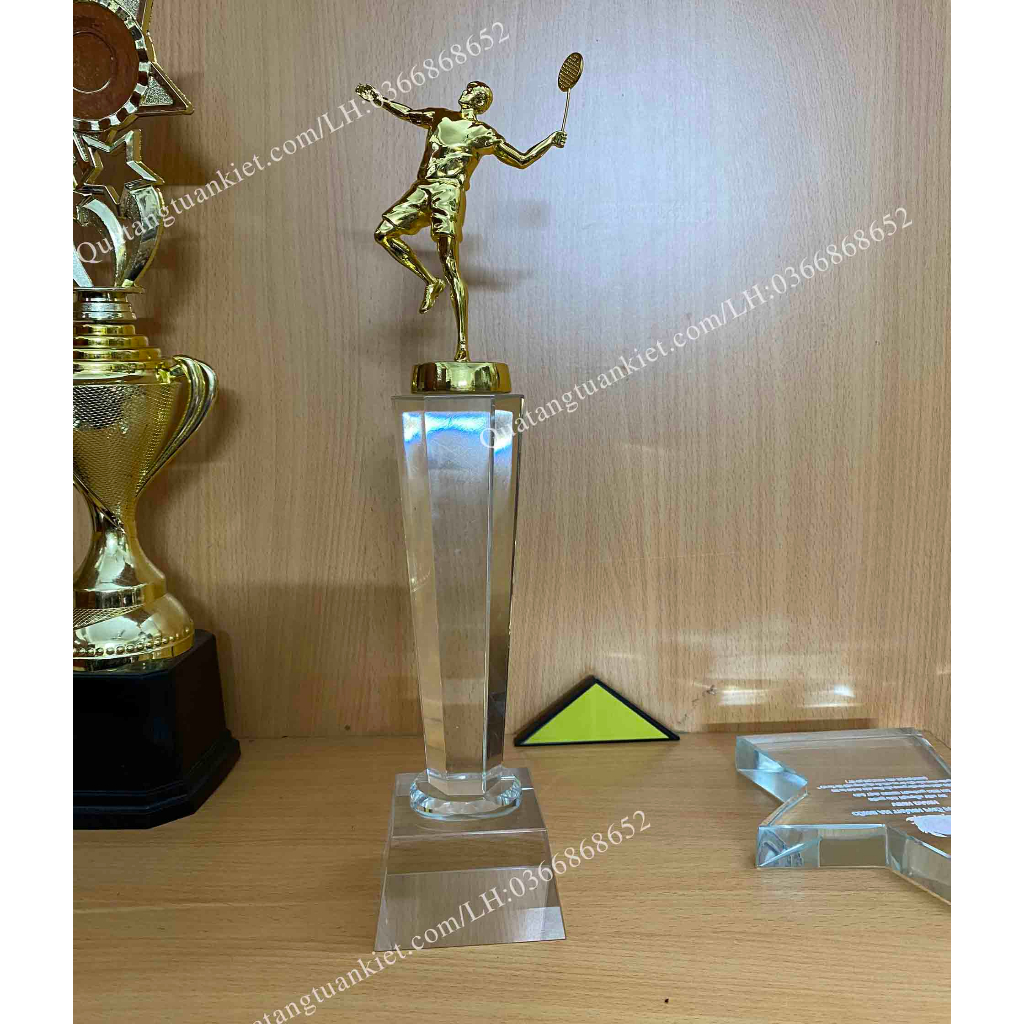 Cúp Pha Lê Người Cầu Lông Mạ Vàng