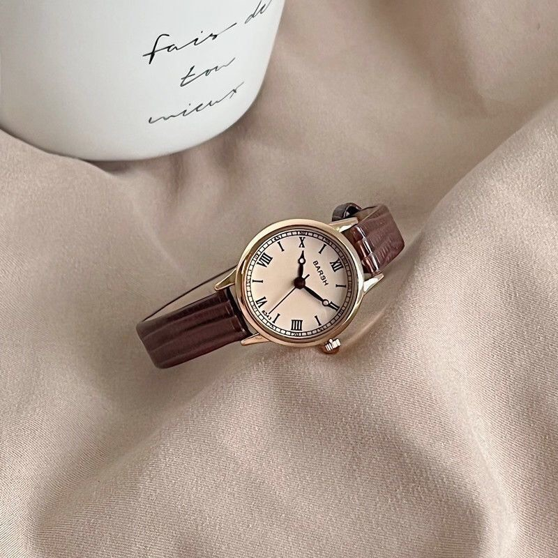 Đồng hồ Ullzzang dây da mặt tròn 26mm giá rẻ