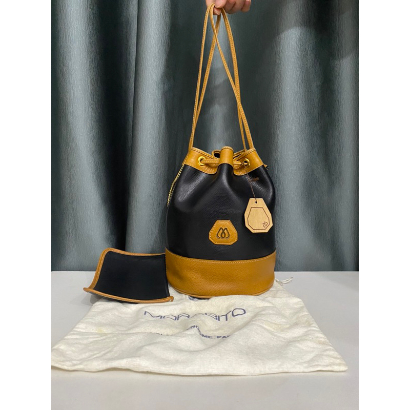 Set túi ví si hiệu MORABITO dáng bucket da bê có dustbag