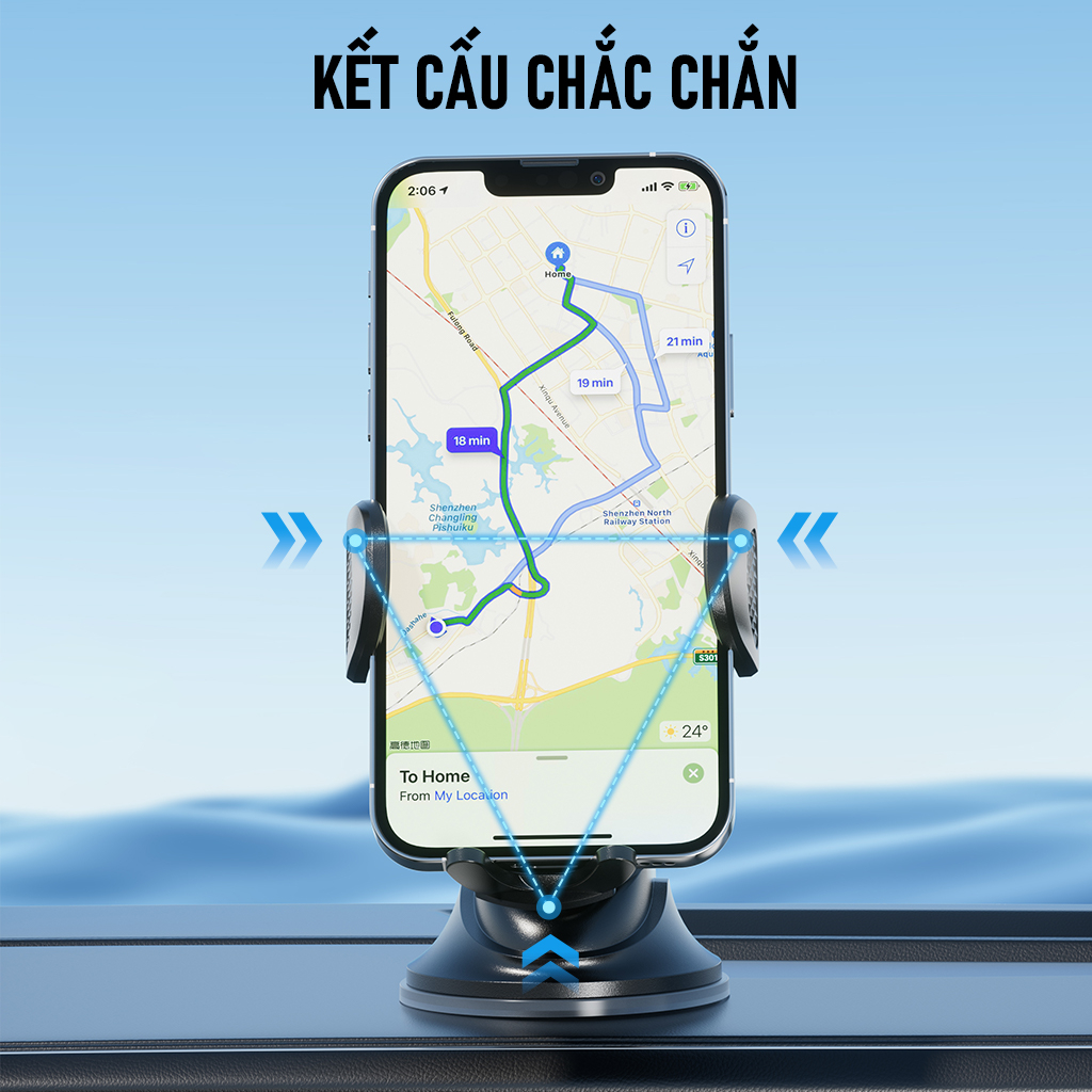 Giá Đỡ Điện Thoại Ô Tô ROBOT RT-CH18 Tùy Chỉnh Độ Dài Khớp Xoay 360 Độ