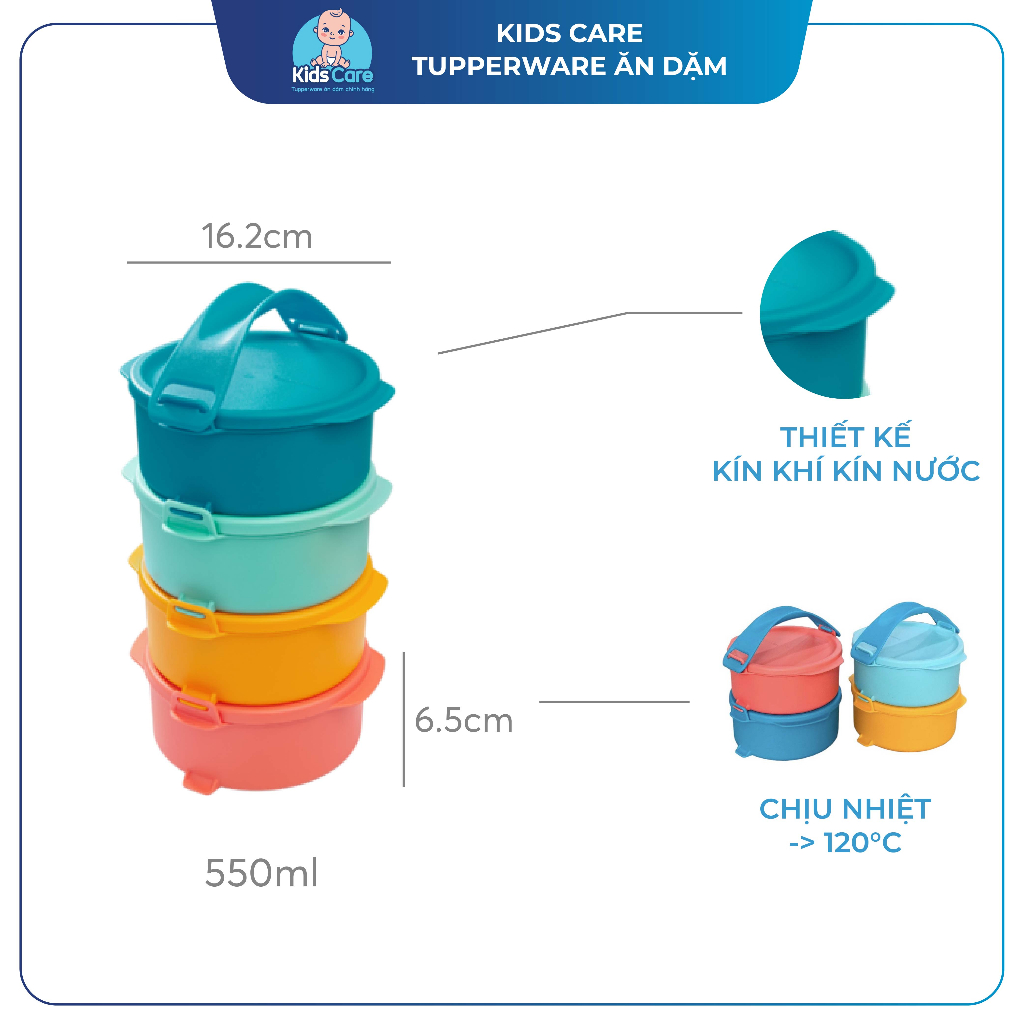 Cặp lồng cơm quay lò vi sóng 550ml/ hộp Tupperware