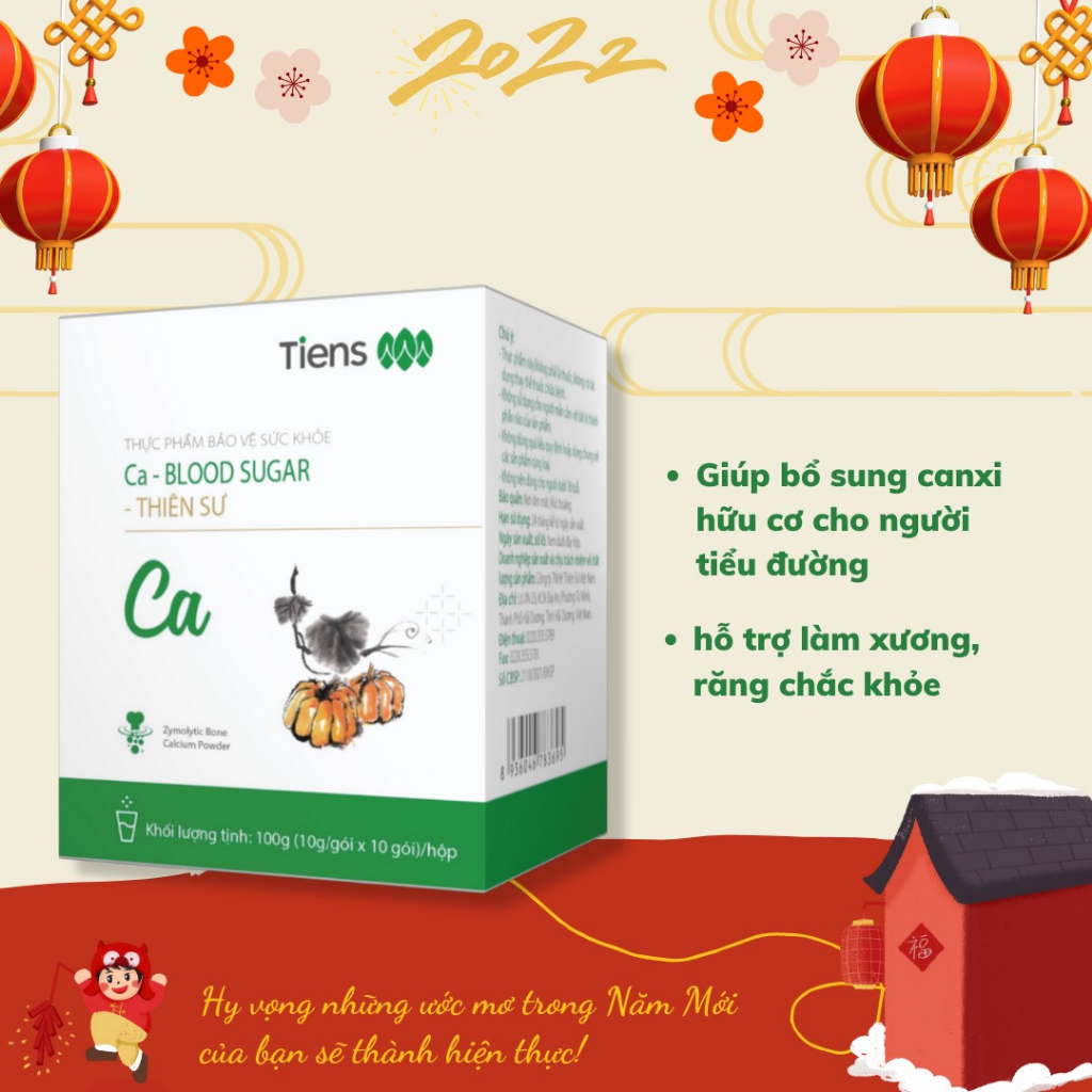 Canxi dành cho người tiểu đường Ca Blood Sugar Tiens Thiên Sư hộp 10 gói