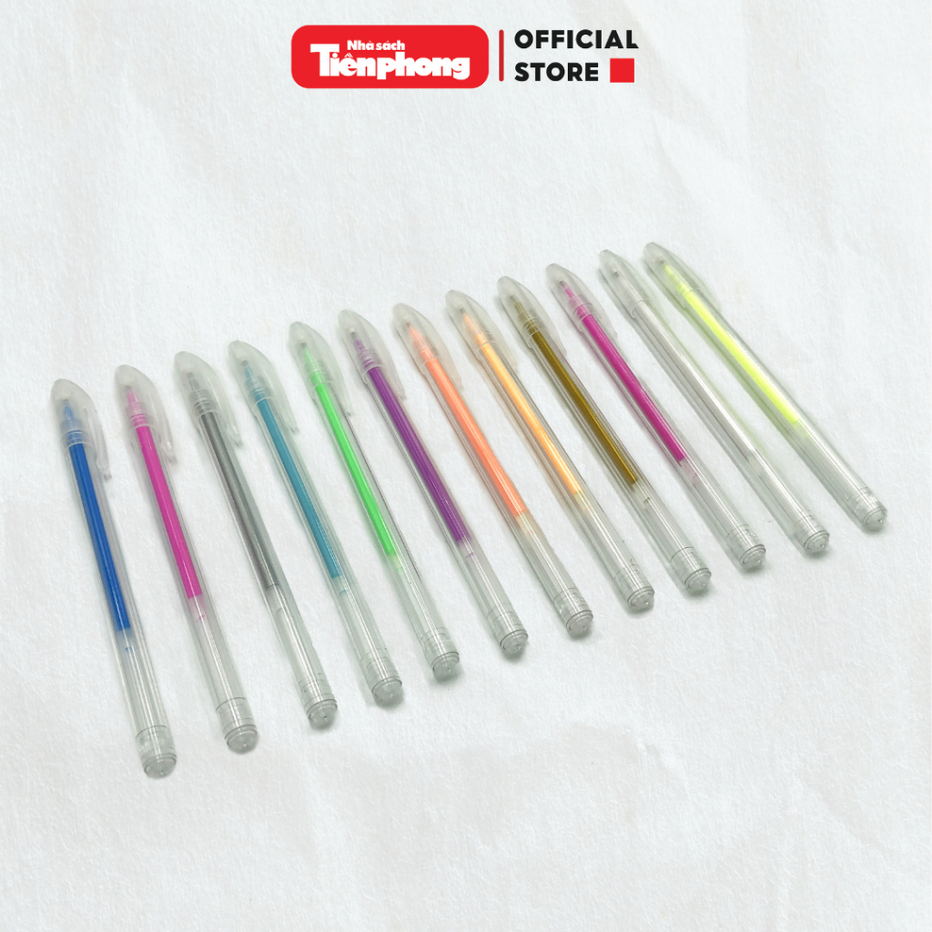 Bút bi gel có nắp 12 màu nhà sách Tiền Phong màu sắc đa dạng tiện lợi