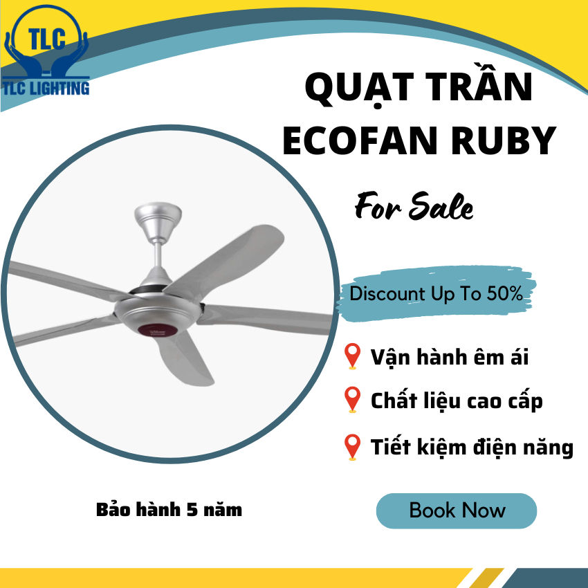 Quạt trần ECOFAN Classic 5 cánh bảo hành chính hãng 5 năm trên toàn quốc HÀNG CHÍNH HÃNG