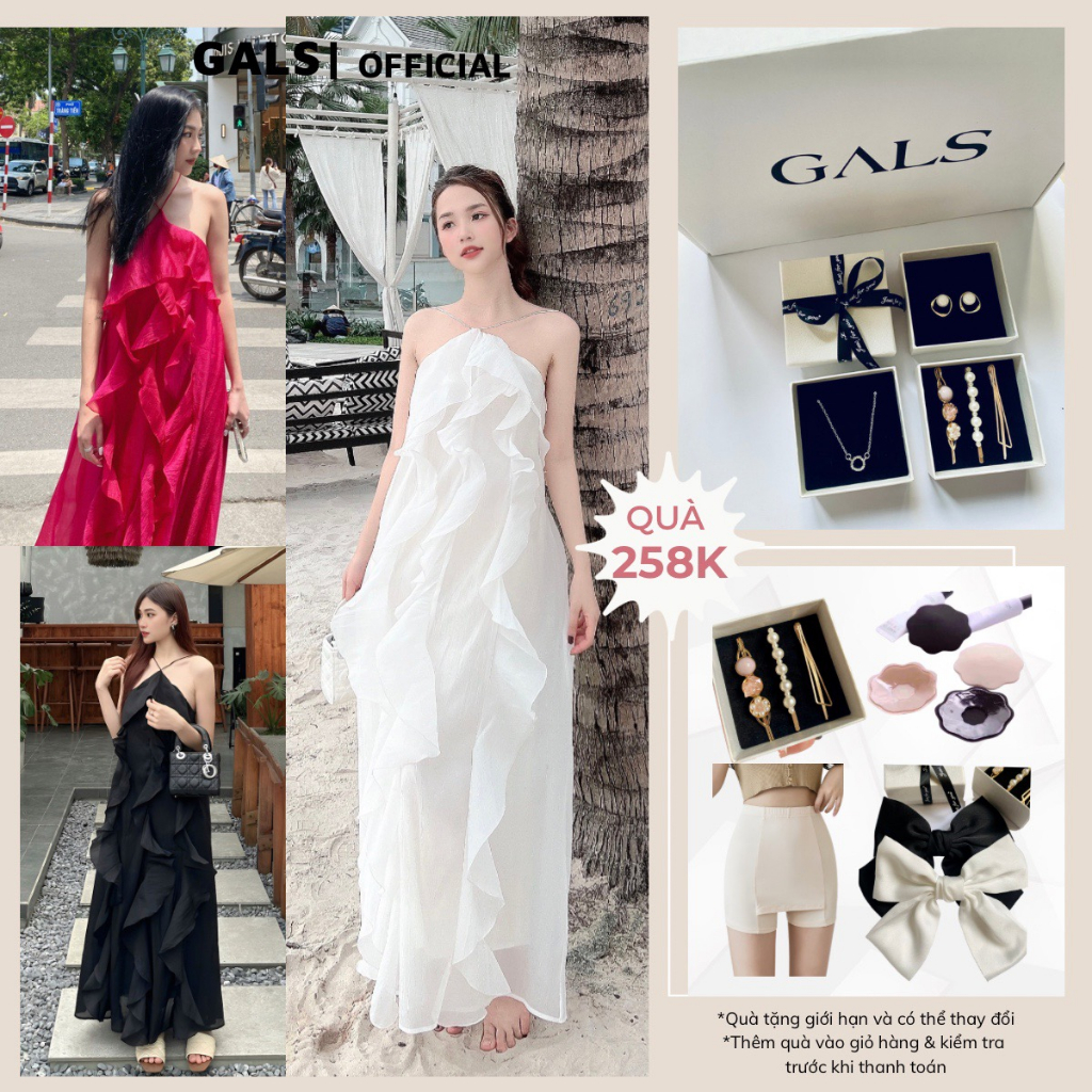 Đầm maxi đi biển váy maxi hở lưng Marina Dress GALS cổ yếm dạo biển dự tiệc biển