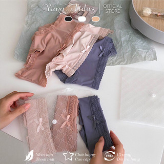 Combo 3 Quần lót Nữ Su Lụa đính Nơ Siêu Xinh - Set Túi 3 Quần Lót Nữ YUNA
