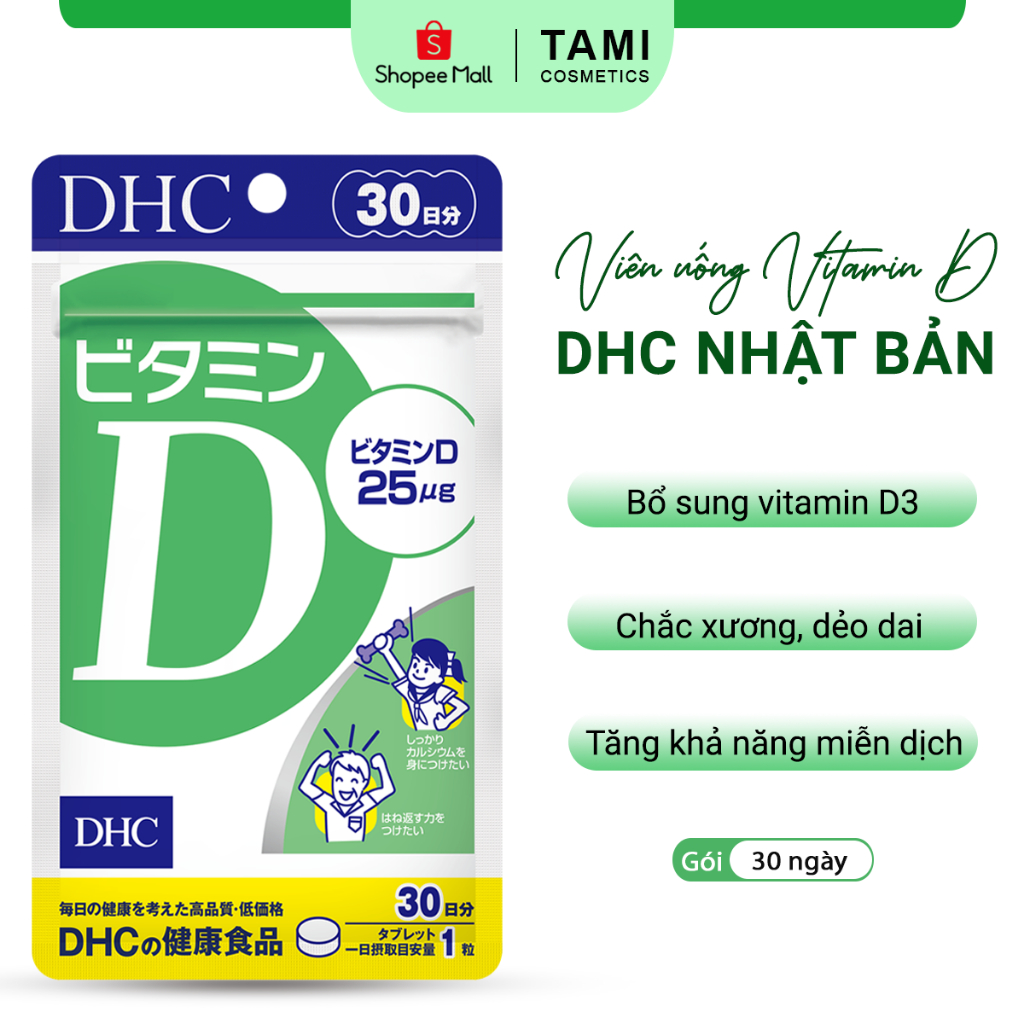 Viên uống bổ sung Vitamin D DHC Nhật Bản thực phẩm chức năng hấp thụ canxi xương chắc khỏe gói 30 ngày TM-DHC-D01