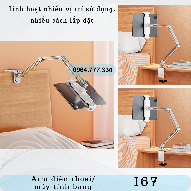 I67 - Giá đỡ Ipad/ Máy tính bảng - Tay arm/ tay nâng Máy tính bảng - Kẹp cố định #P60Plus #P60 #P67