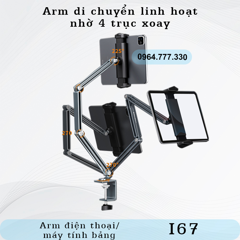 I67 - Giá đỡ Ipad/ Máy tính bảng - Tay arm/ tay nâng Máy tính bảng - Kẹp cố định #P60Plus #P60 #P67