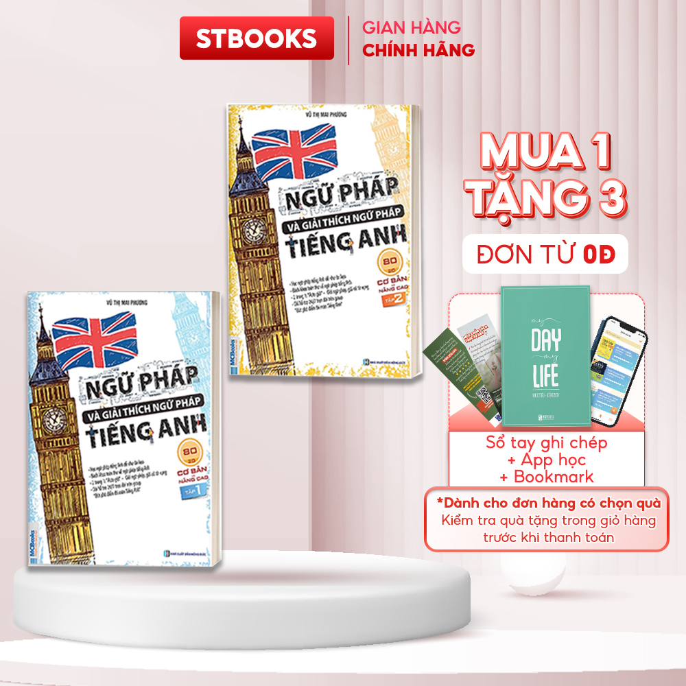 Sách Combo Ngữ Pháp Và Giải Thích Ngữ Pháp Tiếng Anh Cơ Bản Và Nâng Cao 80/20 Dành Cho Người Mới Học
