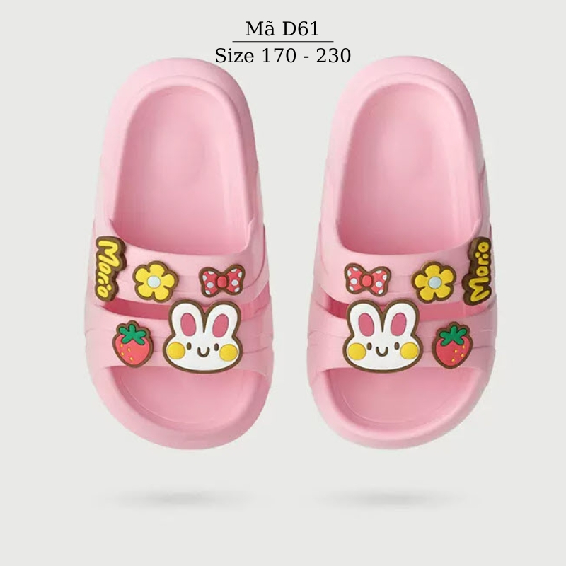 Dép Mario cho bé gái 4 - 12 tuổi thỏ hồng xinh xắn dễ thương đế EVA siêu nhẹ chống trơn trượt D61 LIMIBABY