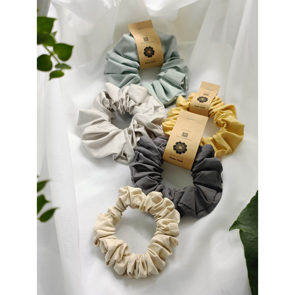 Dây buộc tóc, cột tóc vải scrunchies chiffon có họa tiết phong cách vintage Hanahana