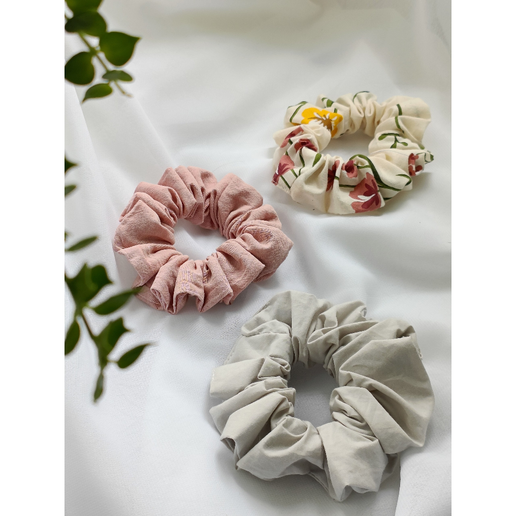 Dây buộc tóc, cột tóc vải scrunchies chiffon có họa tiết phong cách vintage Hanahana