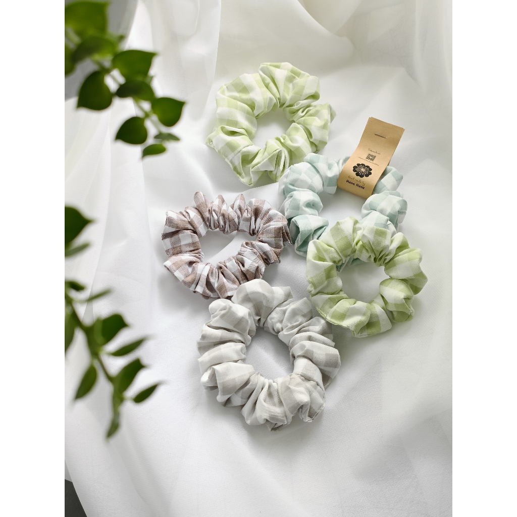 Dây buộc tóc, cột tóc vải scrunchies chiffon có họa tiết phong cách vintage Hanahana