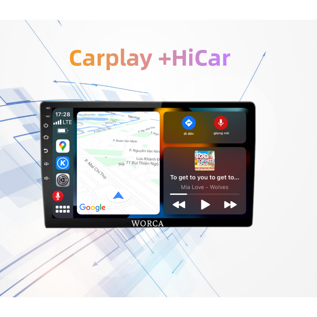 Màn hình ô tô liền camera 360 WORCA TS-500 Chip 8 Nhân RAM 2GB + 32GB/Màn hình 360 độ cho xe ô tô