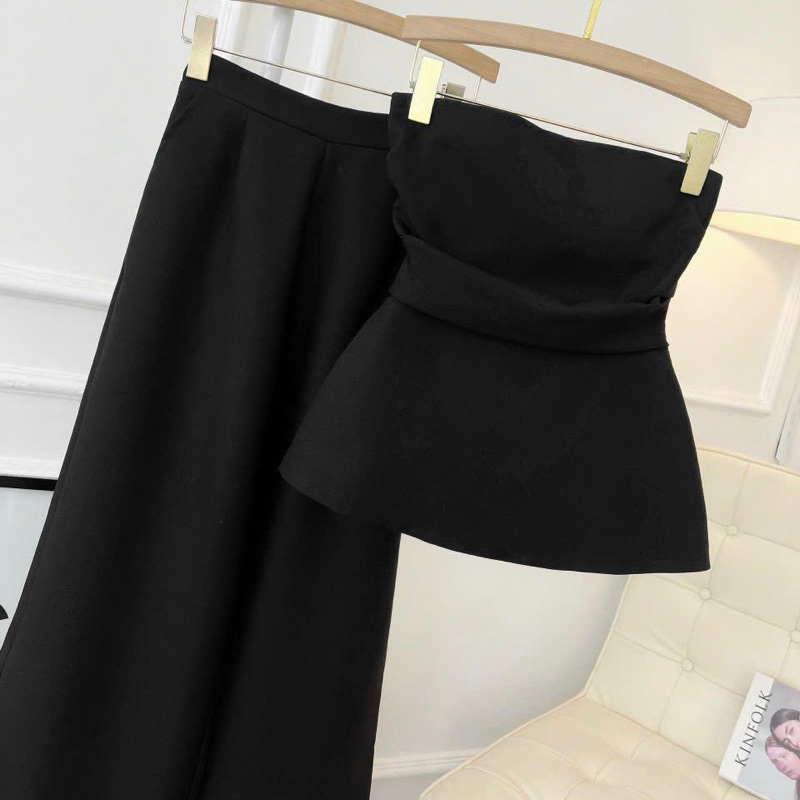 [Freeship -Hình thật] Set áo ống peplum + quần suông