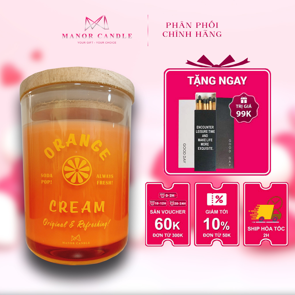 Nến thơm Orange Cream size 7oz 250gram hương xoài chính hãng Manor Candle