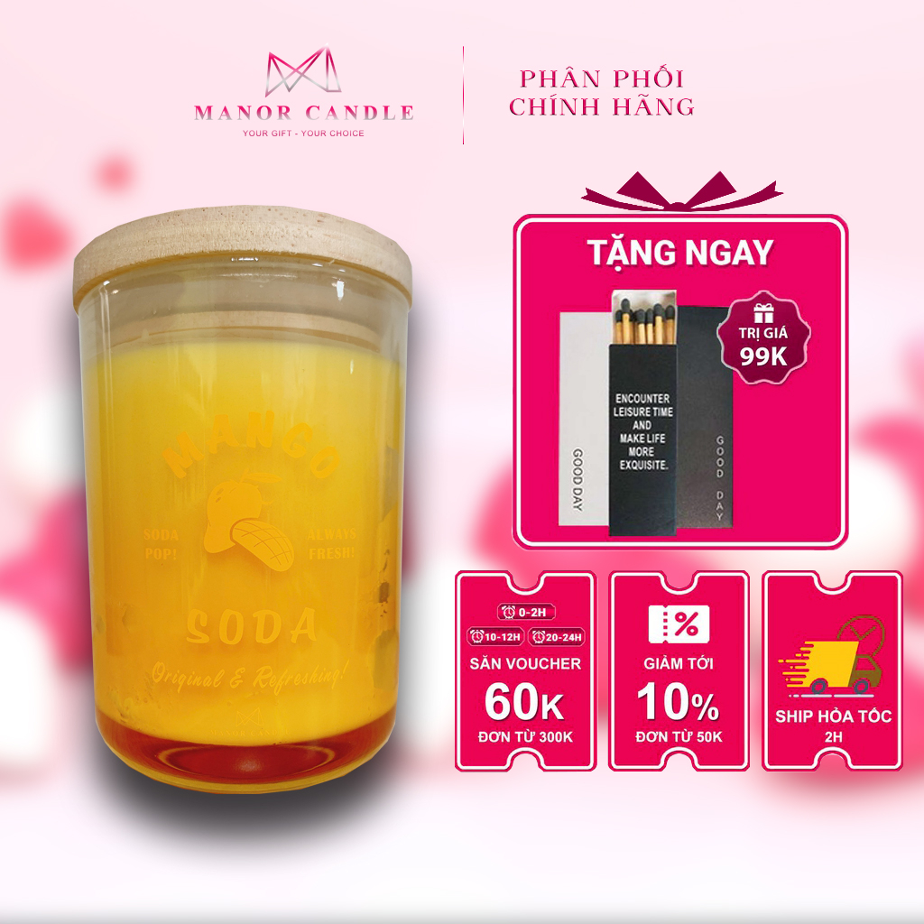 Nến thơm Mango Soda size 7oz 250gram hương xoài chính hãng Manor Candle