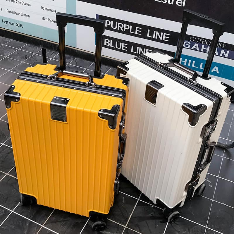 Vali khung nhôm khóa sập cao cấp size 20 inch - Vali mẫu vuông cũ bo 4 góc kim loại tráng gương