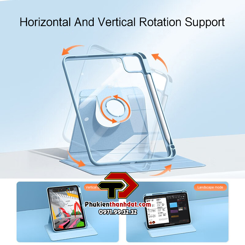 Bao da xoay 360° độ cho Xiaomi Pad 6, Xiaomi Pad 6 Pro chống sốc, có ngăn đựng bút