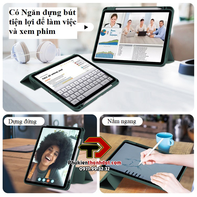 Bao Da Máy Tính Bảng Nắp Lật Nam Châm Xoay 360 Độ Kiêm Giá Đỡ iPad Air 4th 5th Gen 10.9 "Pro 11" 2022/2021/2020/2018