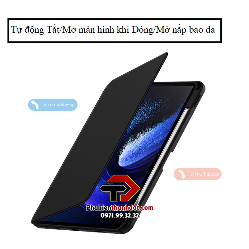 Bao da xoay 360° độ cho Xiaomi Pad 6, Xiaomi Pad 6 Pro chống sốc, có ngăn đựng bút