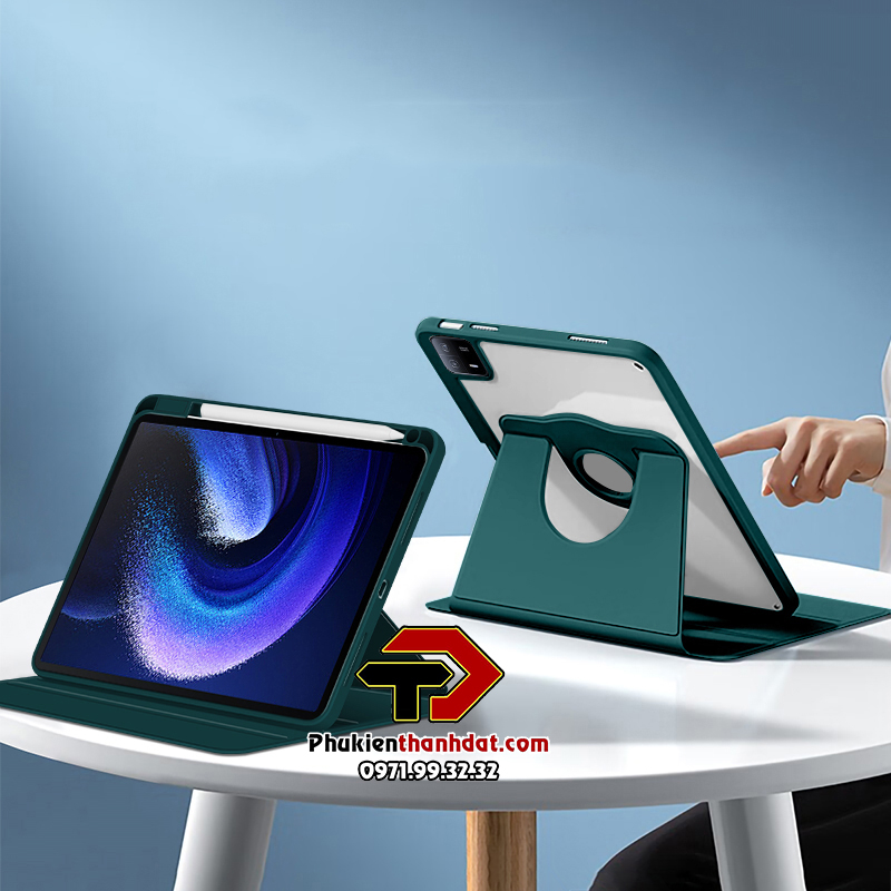 Bao da xoay 360° độ cho Xiaomi Pad 6, Xiaomi Pad 6 Pro chống sốc, có ngăn đựng bút