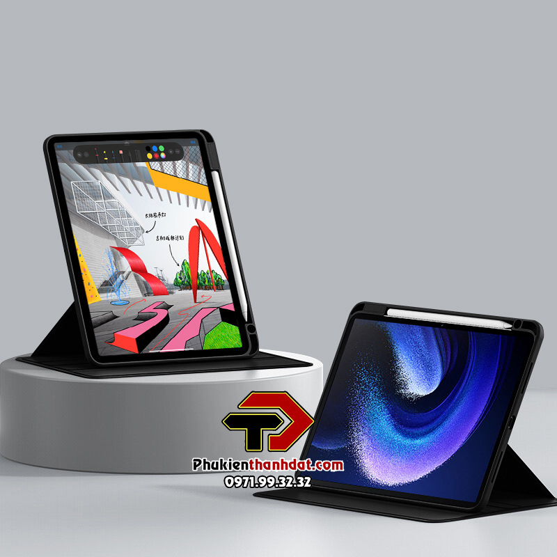 Bao da xoay 360° độ cho Xiaomi Pad 6, Xiaomi Pad 6 Pro chống sốc, có ngăn đựng bút