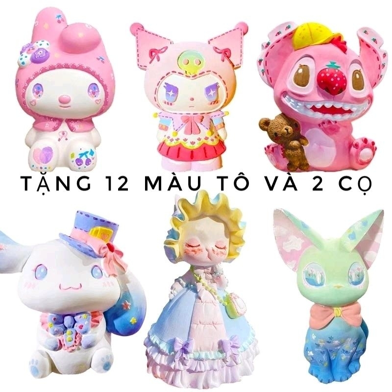 Tượng nhựa tô màu kèm màu và cọ hottrend vừa làm ống tiết kiệm dễ thương