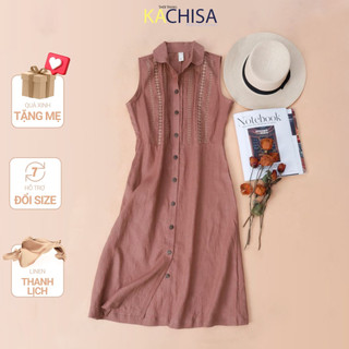 Váy sơ mi dáng dài kachisa 787sqe chất liệu linen tưng cao cấp phối ren 787sqe
