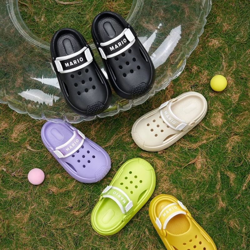 Dép Crocs siêu nhẹ, chống trơn trượt Cheerful Mario nhựa Eva đế mềm cho bé trai bé gái