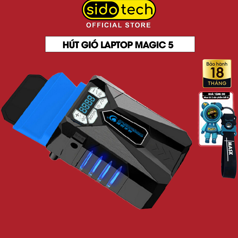 Hút gió tản nhiệt laptop SIDOTECH MAGIC 5 nhỏ gọn trang bị màn hình LCD đa chức năng giúp làm mát máy tính nhanh chóng