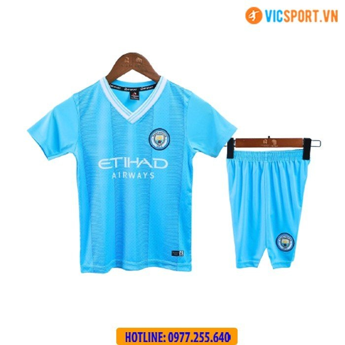 Áo bóng đá trẻ em ManCity, áo đá banh cho bé CLB Manchester City 22-23 thun lạnh HP -Vicsport
