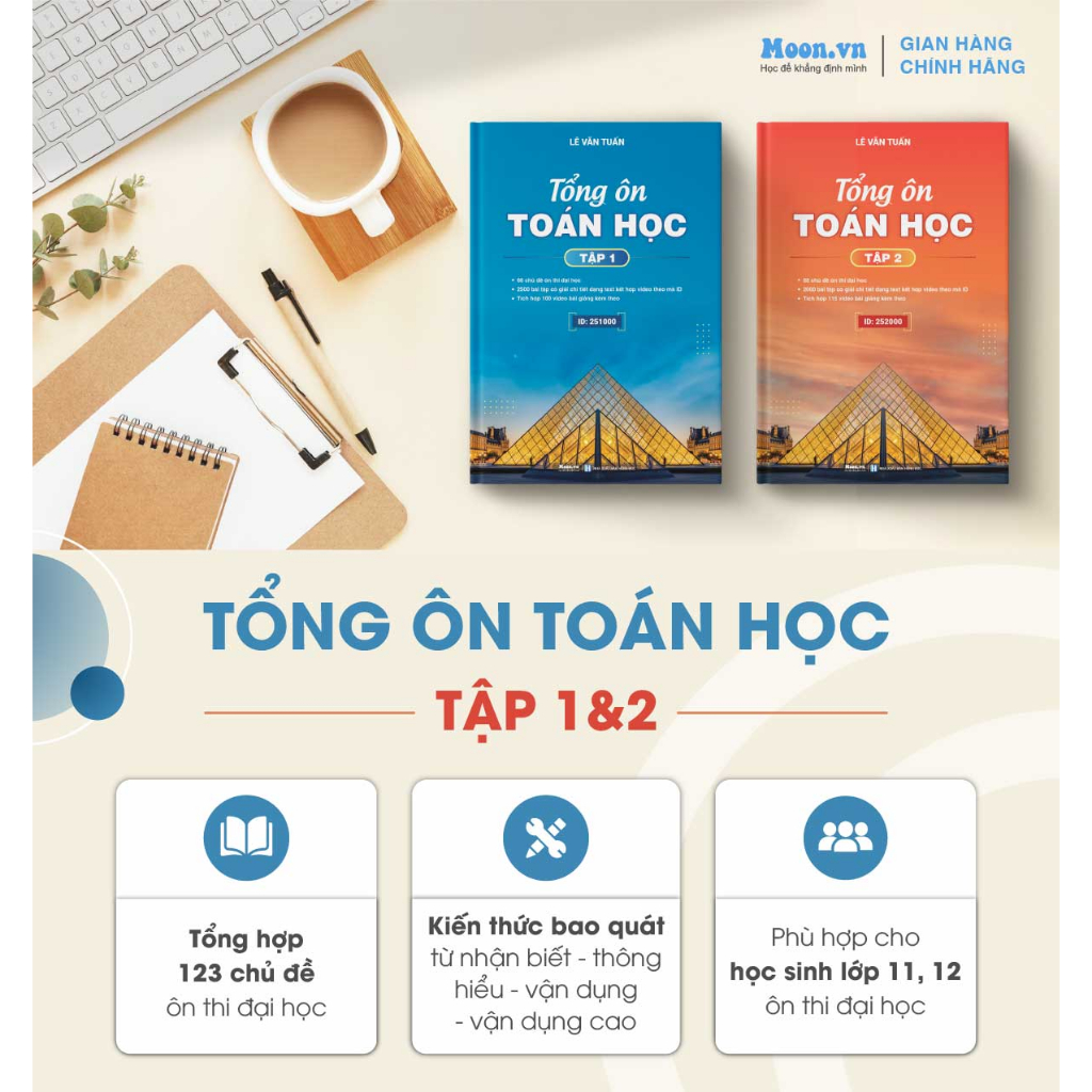 Moonbook sách toán lớp 12 cho 2k6, tổng ôn toán học