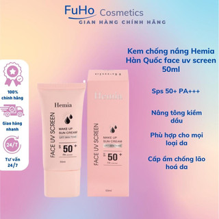 Kem chống nắng Hemia 50ml chính hãng tác dụng dưỡng trắng nâng tone SPF50+ thấm mướt nhanh, mịn màng Fuhocometics