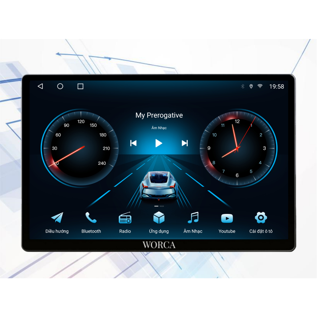 Màn Hình Android Ô TÔ WORCA 13.1 inch/ Chip 8 Ram 4G+64G SIM4G/IPS/DSP/2.5D/Carplay/Chia đôi màn hình 4K UHD