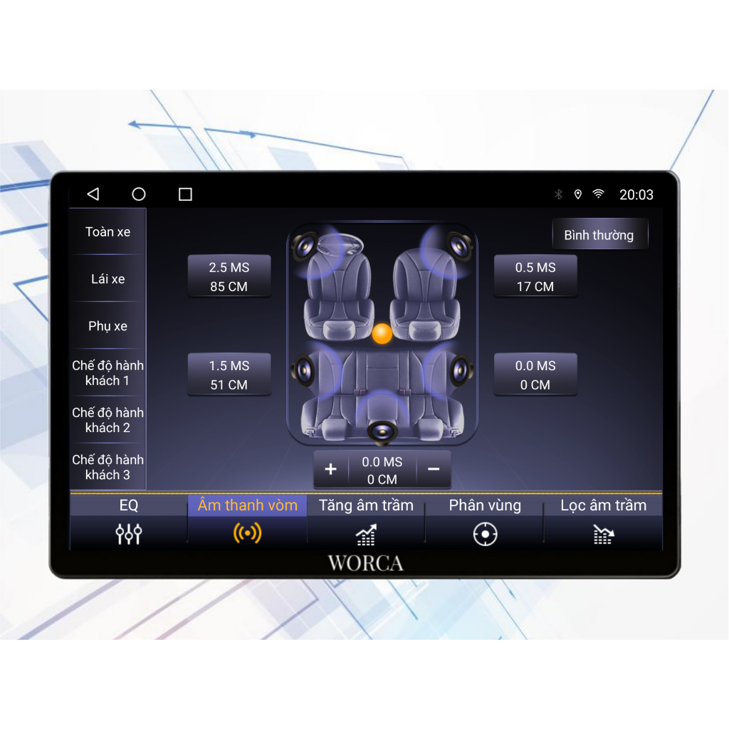 Màn Hình Android Ô TÔ WORCA 13.1 inch/ Chip 8 Ram 4G+64G SIM4G/IPS/DSP/2.5D/Carplay/Chia đôi màn hình 4K UHD