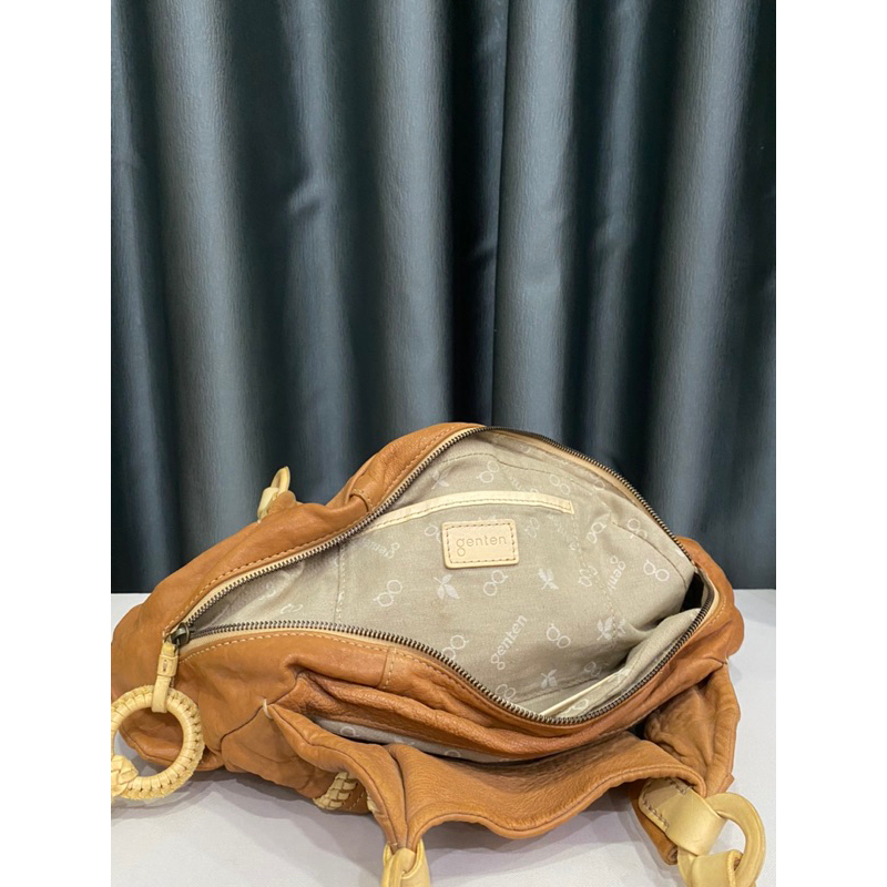 Túi si hiệu GENTEN của Nhật dáng xách ta.y da vo.i thật