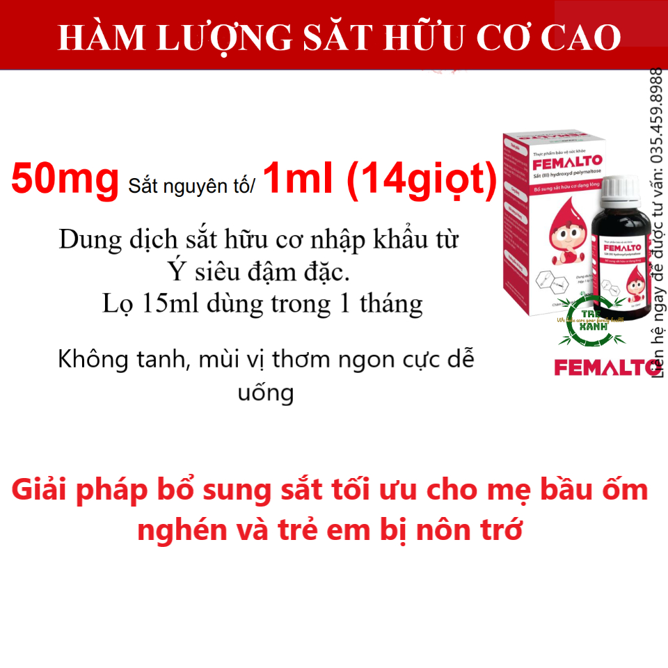 Sắt cho bé Novocare 15ml - Femalto bổ sung sắt hữu cơ dạng giọt, không tanh, không gây táo bón
