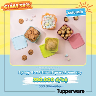 Bộ Hộp BQtp Small Square Round 4 Hộp 650ml- Tupperware chính hãng